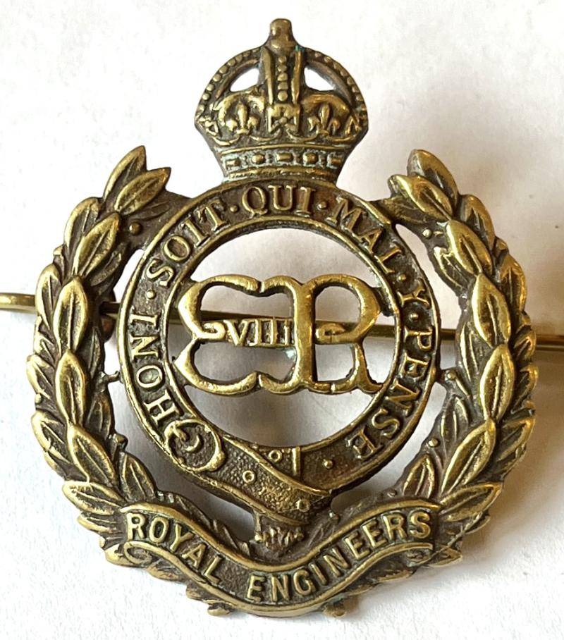 EDWARD VIII ROYAL ENGINEERS OFFICERS CAP BADGE