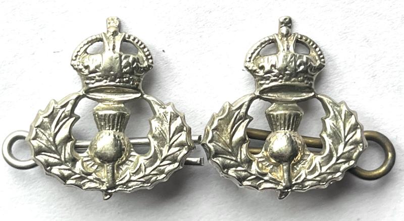 WW1 CAMERON HLDRS.  OFFICERS THISTLE COLLAR BADGES - PAIR