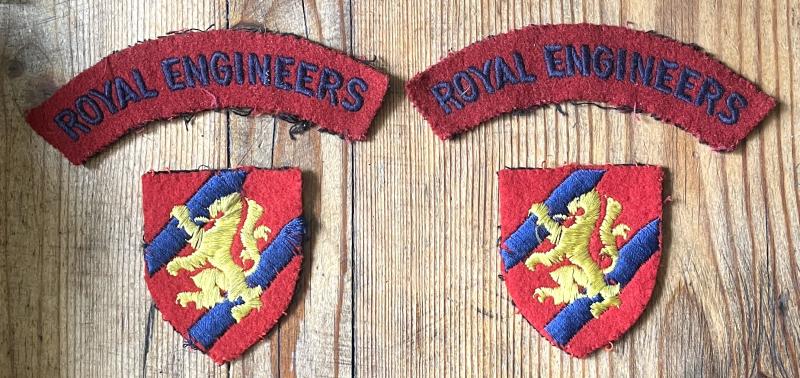 SCOTTISH  29th ROYAL ENGINEER - FORMATION SIGNS AND R.E. SHOULDER FLASHES SET OF 4