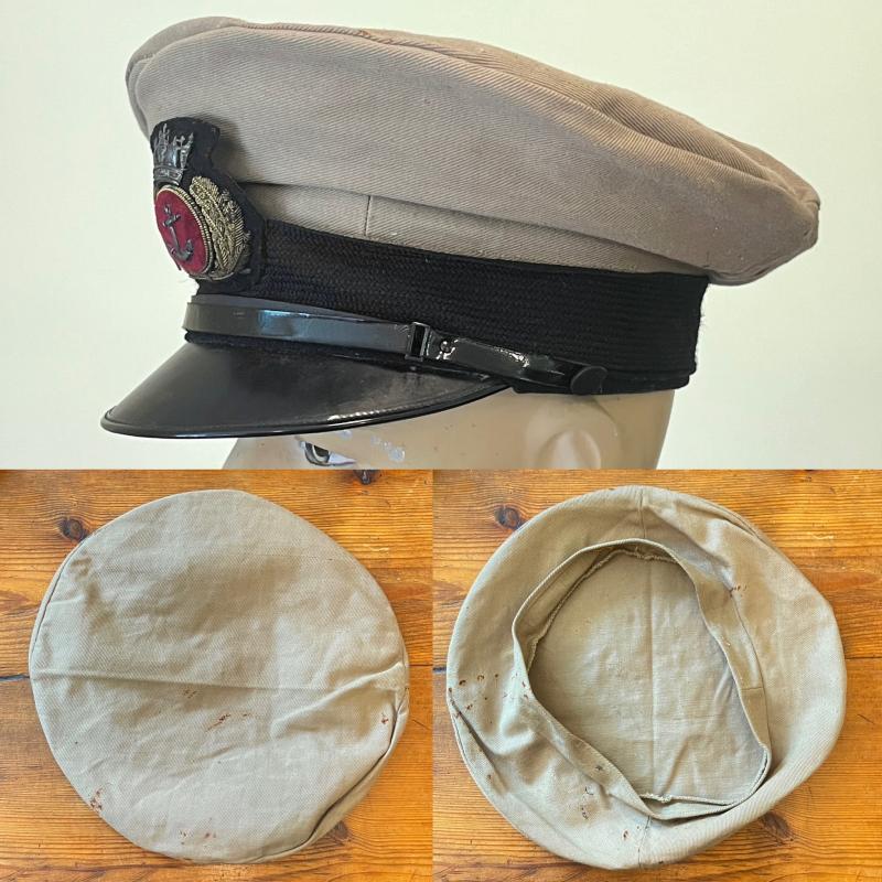 WW1 SENIOR BRITISH OFFICERS PEAKED CAP  KHAKI COVER