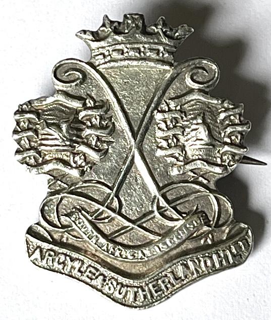 WW1 ARGYLL & SUTHERLAND HIGHLANDERS SILVER SWEETHEART BADGE