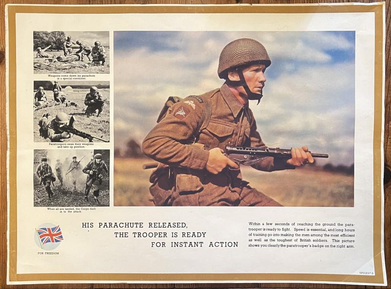 WW2 BRITISH PARATROOPER / AIRBORNE PROPAGANDA POSTER