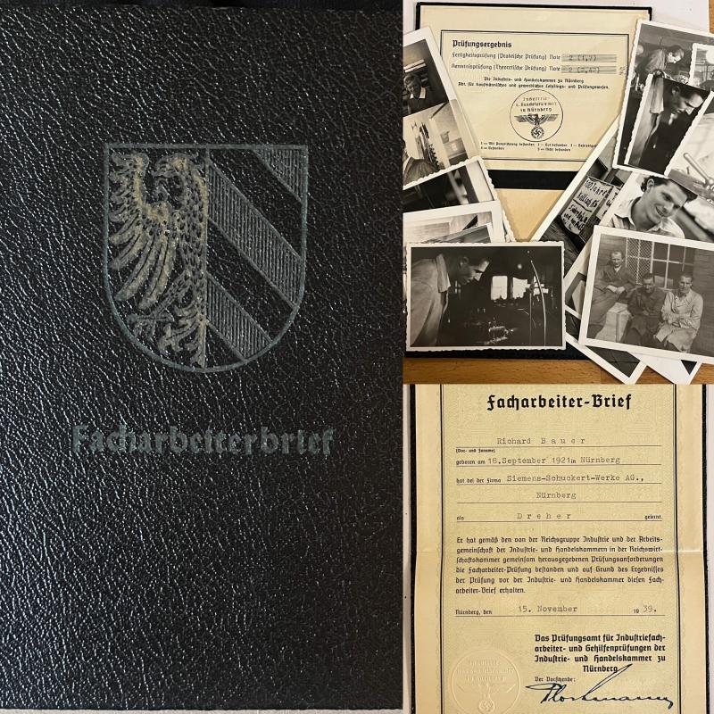 WW2 GERMAN - SKILLED WORKERS PASS BOOK & PHOTOS