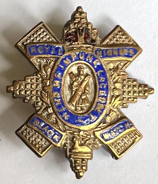 WW1 BLACK WATCH ENAMEL LAPEL PIN