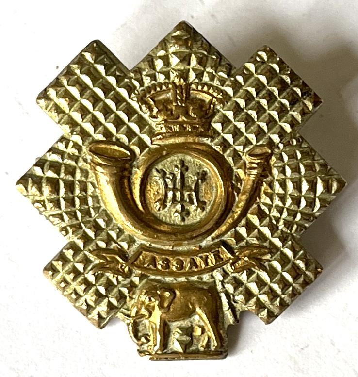 BOER WAR - HIGHLAND LIGHT INFANTRY ( HLI ) VICTORIAN OFFICERS SMALL PAGRI BADGE