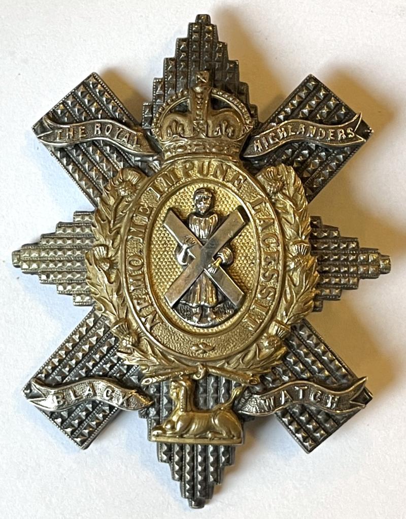 WW1 BLACK WATCH OFFICERS BI-METAL PAGRI BADGE