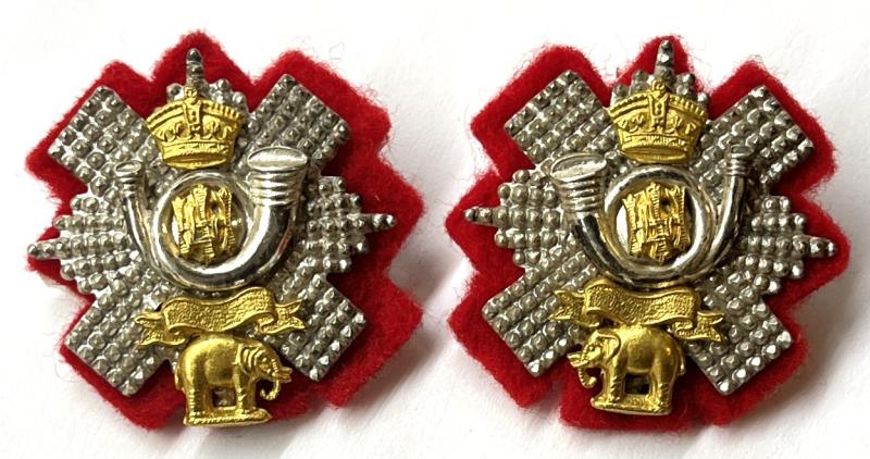 VICTORIAN - H.L.I.(HIGHLAND LIGHT INFANTRY) . 8TH LANARK ( BLYTHSWOOD )  TERRITORIAL OFFICERS SILVER / GILT COLLAR PAIR