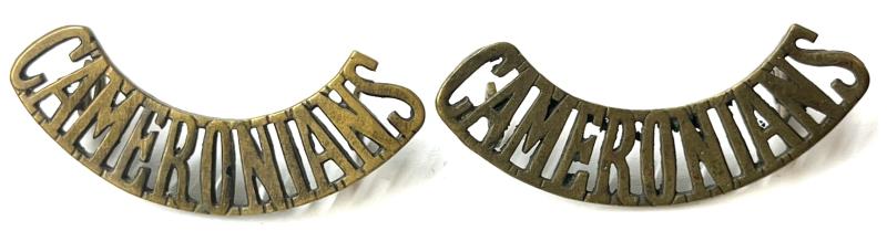 CAMERONIANS - BRASS SHOULDER TITLE PAIR