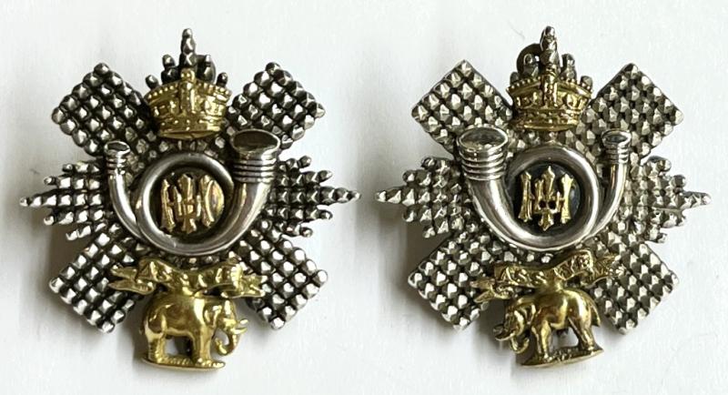 VICTORIAN - H.L.I. (HIGHLAND LIGHT INFANTRY) OFFICERS 5-PIECE COLLAR PAIR