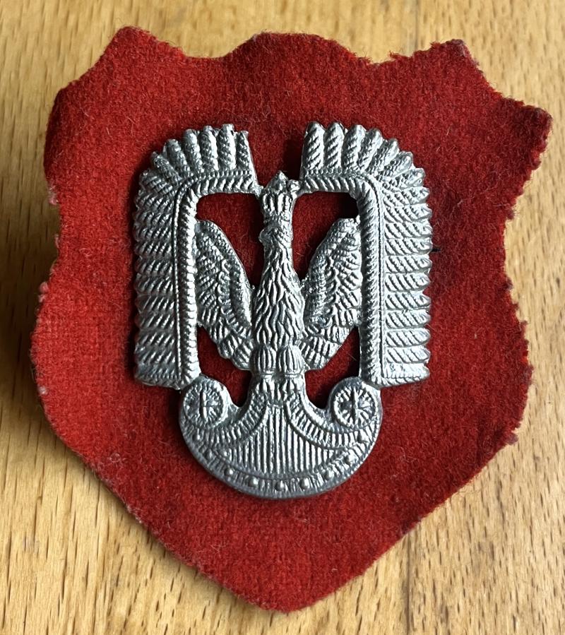 WW2 - POLISH AIR FORCE CAP BADGE AND FELT BACKING PATCH - POLISH MADE