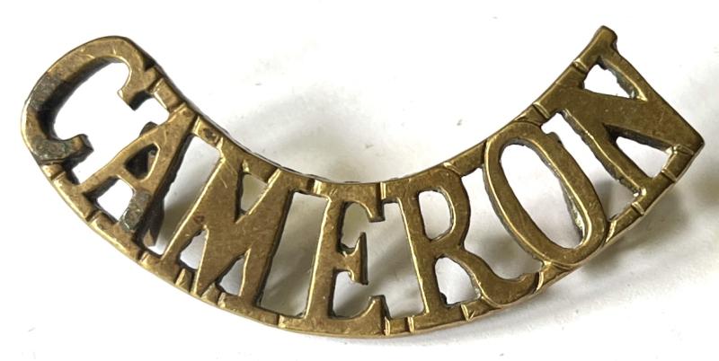 WW1 CAMERON HIGHLANDERS BRASS SHOULDER TITLE