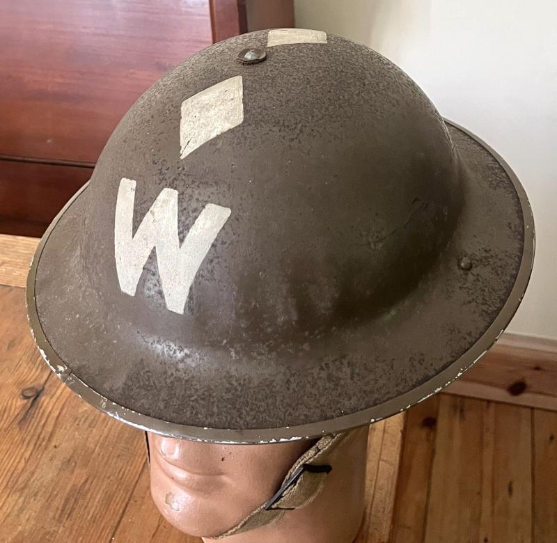 WW2 RARE “W” HEAD WARDENS HOME FRONT HELMET