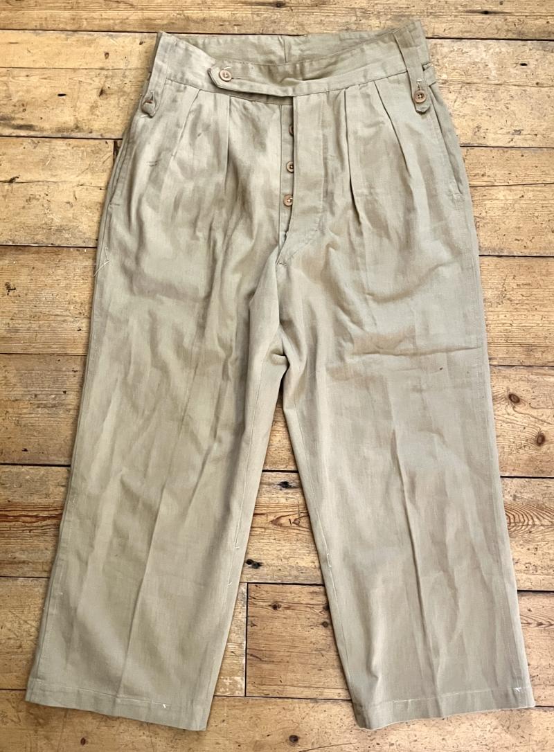 BRITISH WW2 TROPICAL OFFICERS KHAKI TROUSERS - ATTRIBUTED