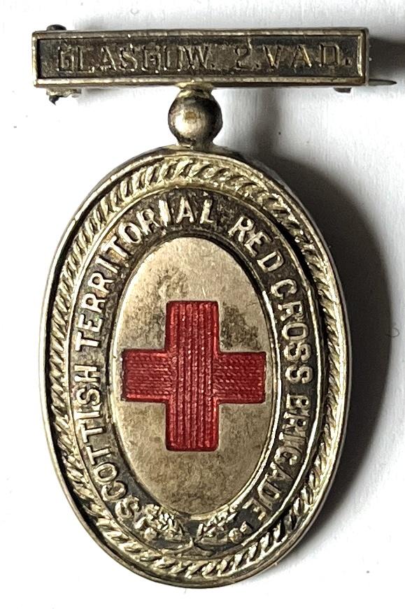 WW1 - SCOTTISH TERRITORIAL RED CROSS BRIGADE - GLASGOW V.A.D.BADGE