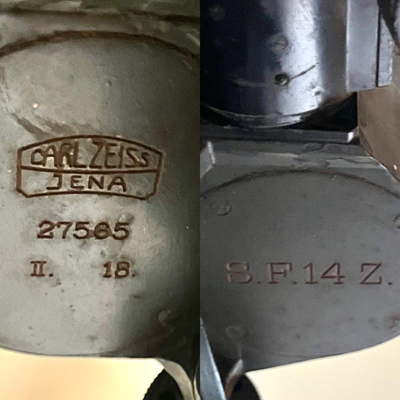 WW1 GERMAN CARL ZEISS TRENCH SCISSOR BINOCULARS ON STAND