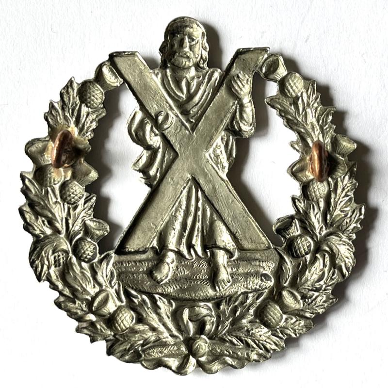 VICTORIAN CAMERON HLDRS / BLACK WATCH PIPERS CROSS BELT BADGE