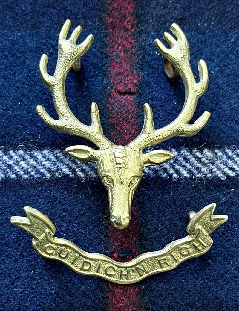 WW1 - SEAFORTH OFFICERS - 2-PIECE GILDED SPORRAN BADGE