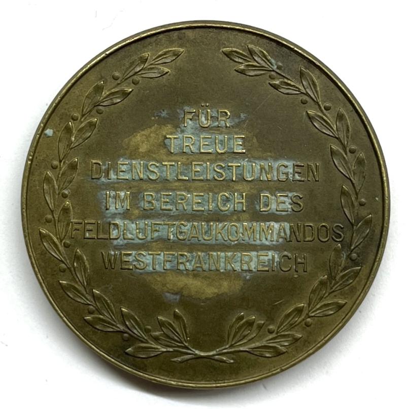WW2 GERMAN - LUFTWAFFE AWARD FOR LOYAL SERVICE IN NORTHERN FRANCE