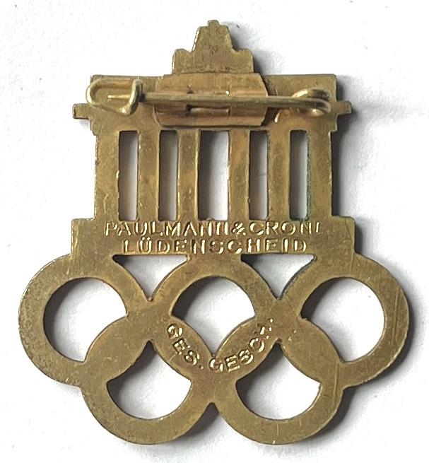GERMAN 3RD REICH 1936 BERLIN OLYMPICS BADGE - VET BRINGBACK