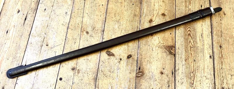 BRITISH LEATHER FISHTAIL SWORD FIELD SCABBARD