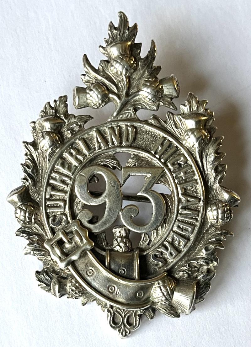 93RD HIGHLANDERS OFFICERS SILVER GLENGARRY BADGE