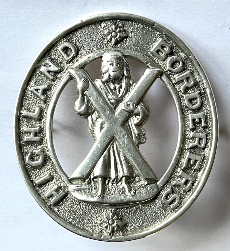 HIGHLAND BORDERERS A & S.H. SILVER OFFICERS CAP BADGE