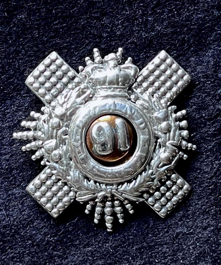 91ST REGIMENT (ARGYLL & SUTHERLAND) - SILVER OFFICERS WAIST BELT CENTRE.