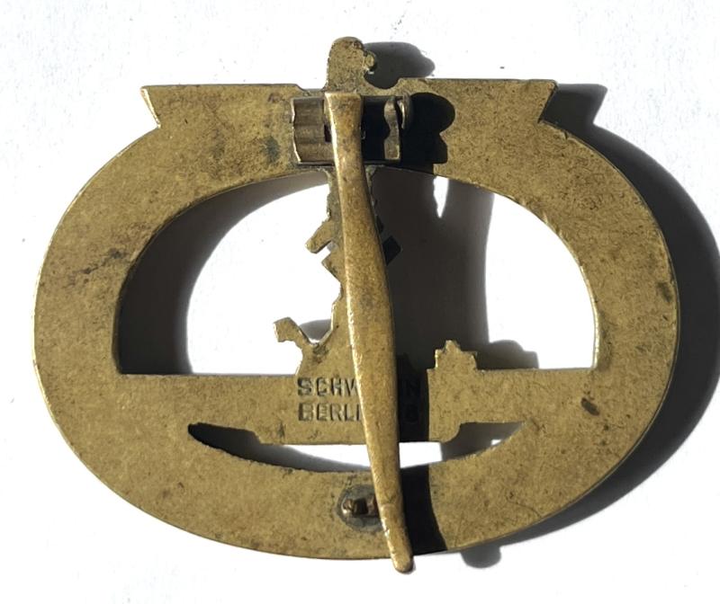 WW2 GERMAN EARLY- 1ST TYPE U BOAT AWARD - TOMBAK - SCHWERIN