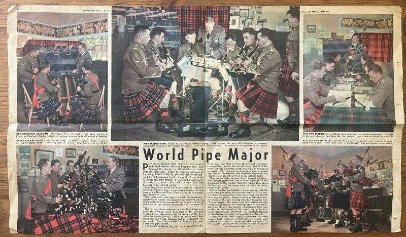WW2 -1944 DTD. ARTICLE - WILLIE ROSS @ ARMY SCHOOL OF PIPING - NEWSPAPER ARTICLE