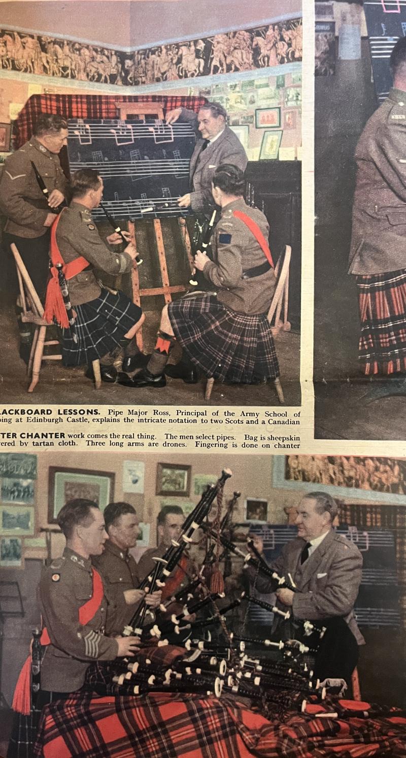 WW2 -1944 DTD. ARTICLE - WILLIE ROSS @ ARMY SCHOOL OF PIPING - NEWSPAPER ARTICLE