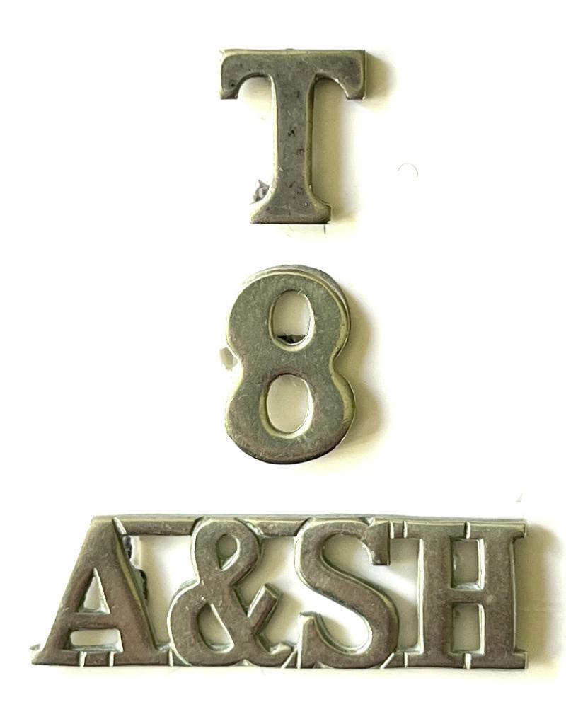 T 8 - A & S.H.  ARGYLL & SUTHERLAND HLDRS VOLS. W/M  3 PIECE SHOULDER TITLE