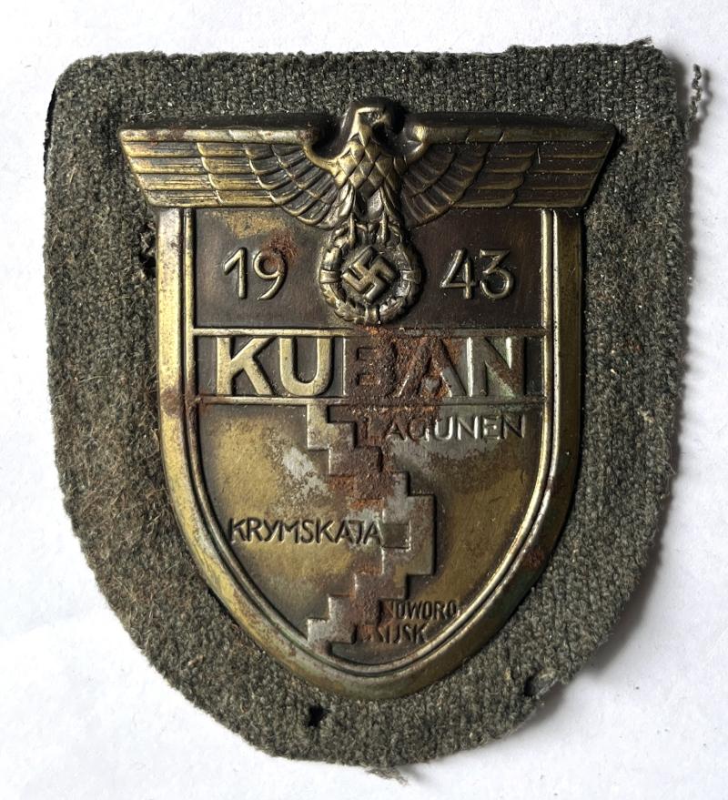 WW2 GERMAN ARMY KUBAN SHIELD - REMOVED FROM UNIFORM