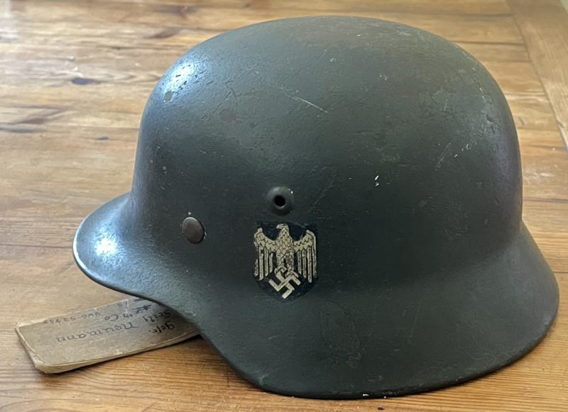 WW2 GERMAN ARMY M40 SD HELMET - SE 64 - ATTRIBUTED
