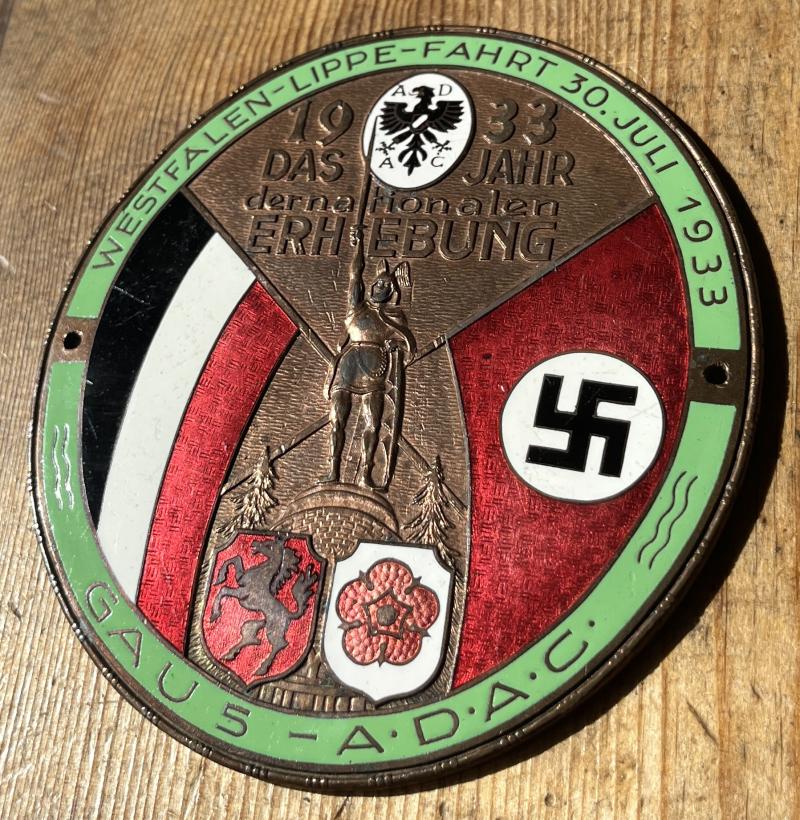 WW2 GERMAN - 1933 A.D.A.C. CAR BUMPER BADGE - VET BRING BACK