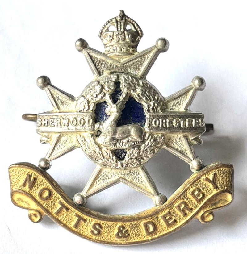 WW2 - SHERWOOD FORESTERS - NOTTS & DERBY - 4 PIECE OFFICERS BADGE - GAUNT