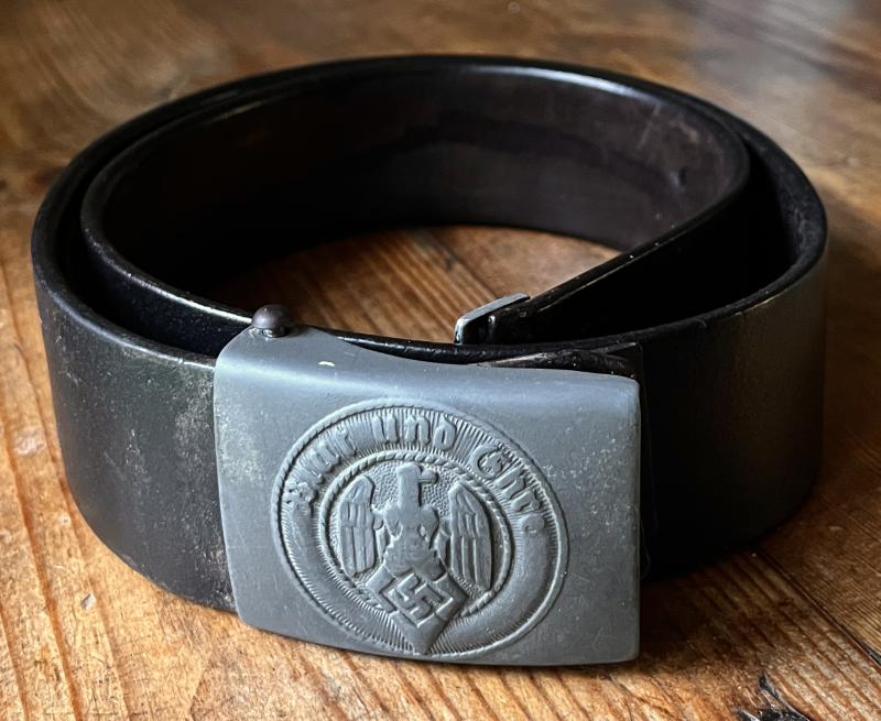 WW2 - GERMAN - H.J. (Hitlerjugend ) BELT & BUCKLE SET WITH RARE ZINC INJECTION MOULDED BUCKLE  - ASSMANN - RZM M4/39