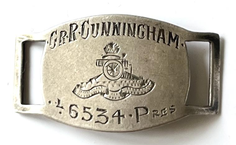 WW1 1918 LONDON SILVER H/M -  R.A. - IDENTITY WRIST BAND