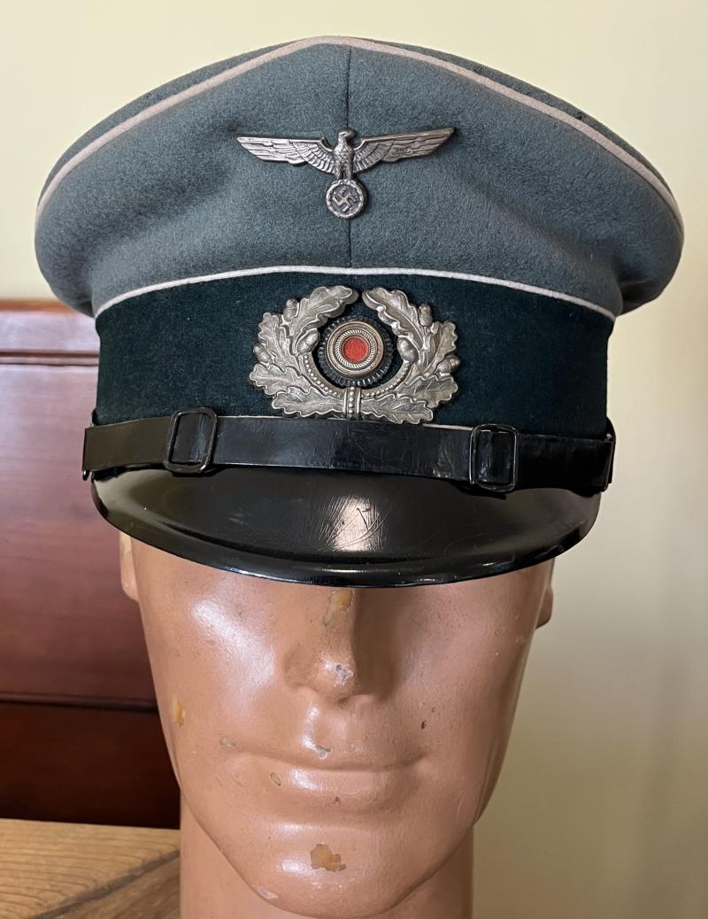 WW2 GERMAN INFANTRY MANS CAP - E. BURGMAYER - LARGE SIZE